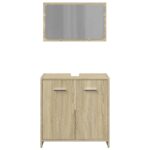 Ensemble de meubles de salle de bain 2 pcs chêne sonoma – Image 2