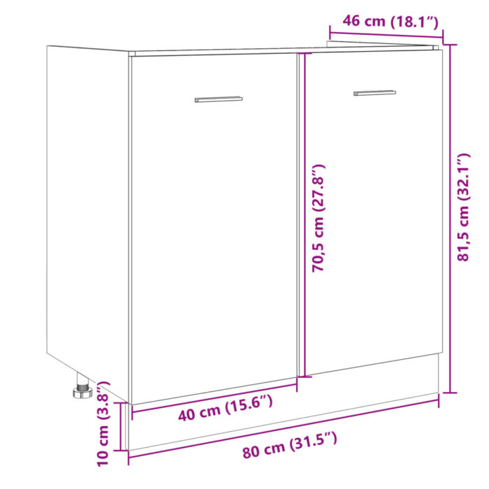 Armoire basse "Lyon" chêne sonoma 80x46x81,5 cm – Image 11