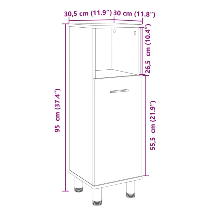 Armoire de salle de bain chêne sonoma 30,5x30x95 cm – Image 8
