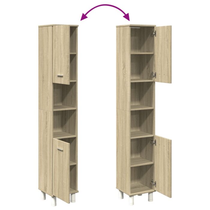 Armoire de salle de bain chêne sonoma 30,5x30x179 cm – Image 5