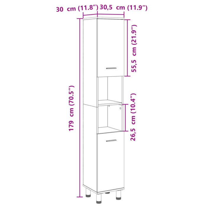 Armoire de salle de bain chêne sonoma 30,5x30x179 cm – Image 8