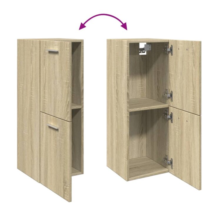 Armoire de salle de bain Chêne sonoma 30x30x80 cm Aggloméré – Image 5