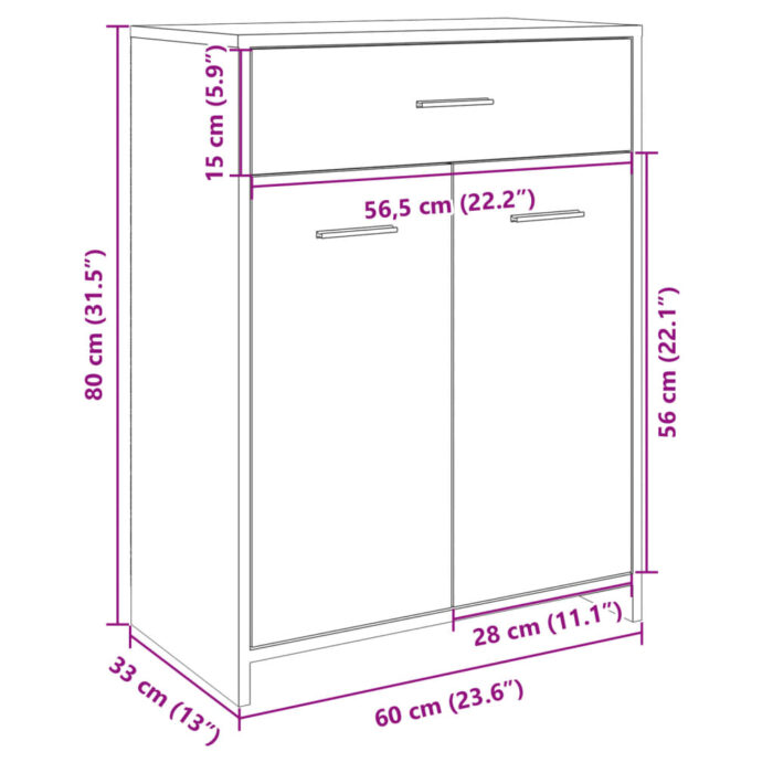 Armoire de salle de bain Chêne sonoma 60x33x80 cm Aggloméré – Image 8
