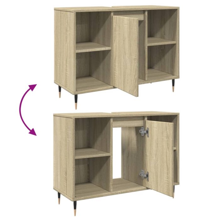 Armoire salle de bain chêne sonoma 80x33x60cm bois d'ingénierie – Image 5