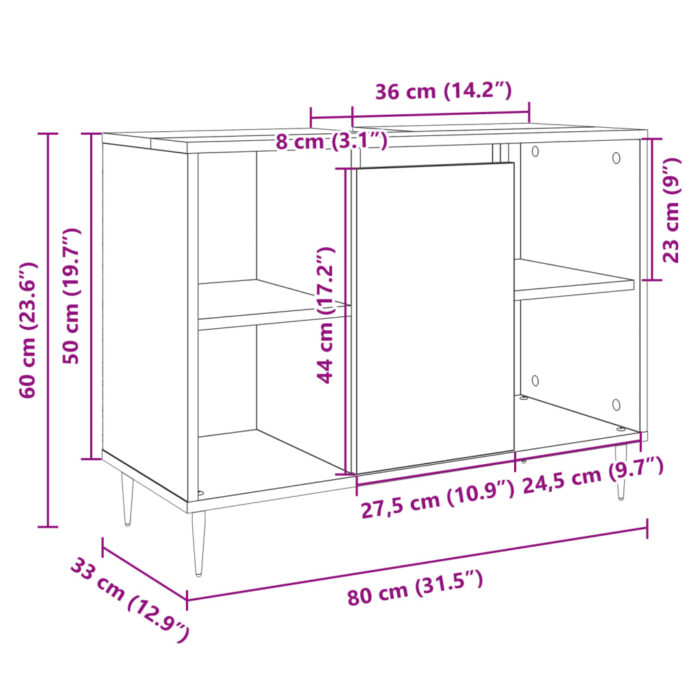 Armoire salle de bain chêne sonoma 80x33x60cm bois d'ingénierie – Image 8
