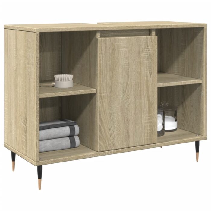 Armoire salle de bain chêne sonoma 80x33x60cm bois d'ingénierie – Image 1