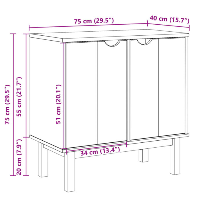Armoire de couloir OTTA 75x40x75 cm bois de pin massif – Image 7