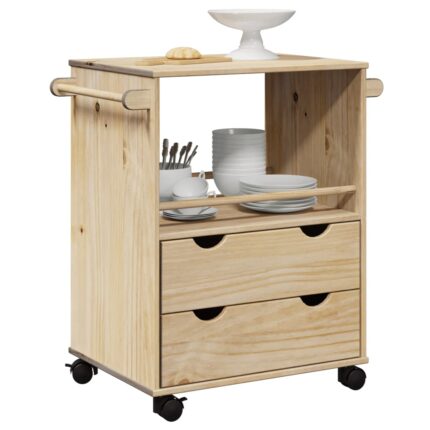 Chariot de cuisine OTTA 59x45x80 cm bois massif de pin