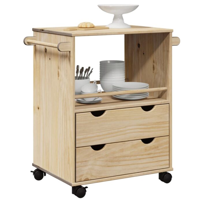 Chariot de cuisine OTTA 59x45x80 cm bois massif de pin – Image 1