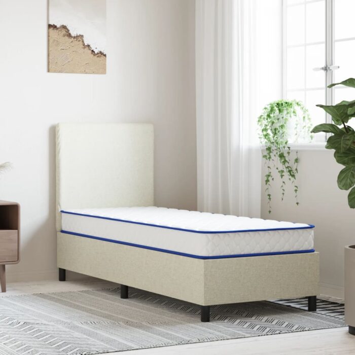 Matelas en mousse à mémoire de forme blanc 80x200x17 cm – Image 1