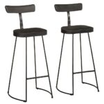 Tabourets de bar lot de 2 noir 49x43x103cm bois manguier massif
