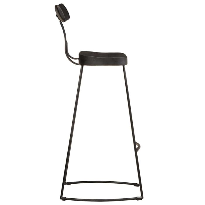 Tabourets de bar lot de 2 noir 49x43x103cm bois manguier massif – Image 2