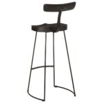 Tabourets de bar lot de 2 noir 49x43x103cm bois manguier massif – Image 3