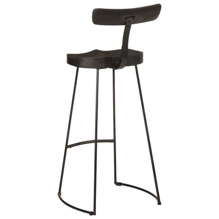 Tabourets de bar lot de 2 noir 49x43x103cm bois manguier massif – Image 3
