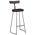 Tabourets de bar lot de 2 noir 49x43x103cm bois manguier massif – Image 9