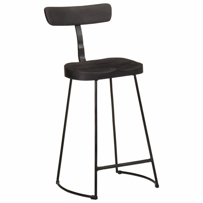 Tabourets de bar lot de 2 noir 49x43x88 cm bois manguier massif – Image 11