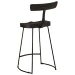 Tabourets de bar lot de 2 noir 49x43x88 cm bois manguier massif – Image 3