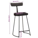 Tabourets de bar lot de 2 noir 49x43x88 cm bois manguier massif – Image 8