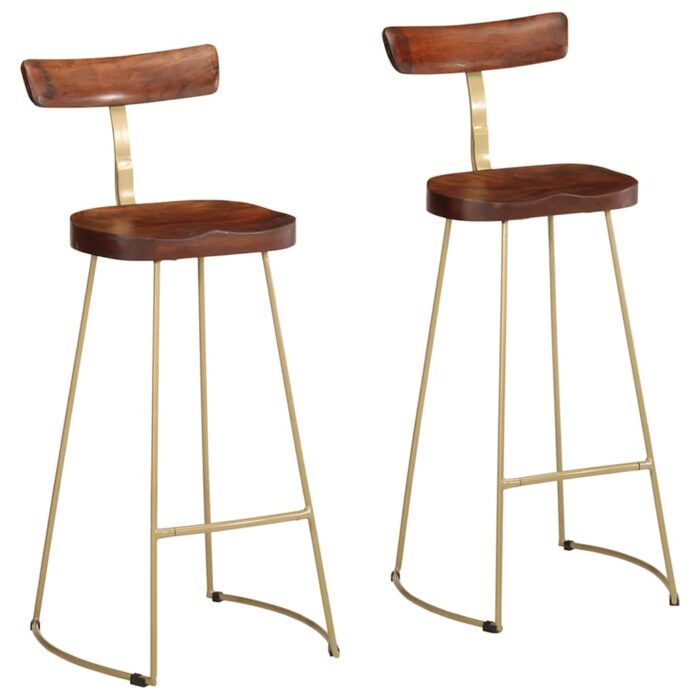 Tabourets de bar lot de 2 49x43x103 cm bois de manguier massif – Image 1