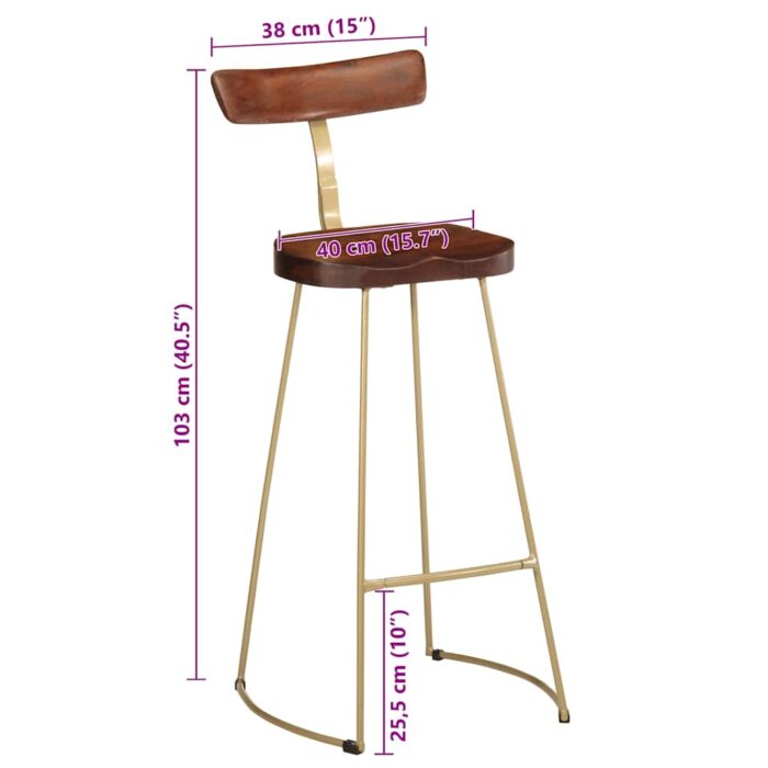 Tabourets de bar lot de 2 49x43x103 cm bois de manguier massif – Image 8