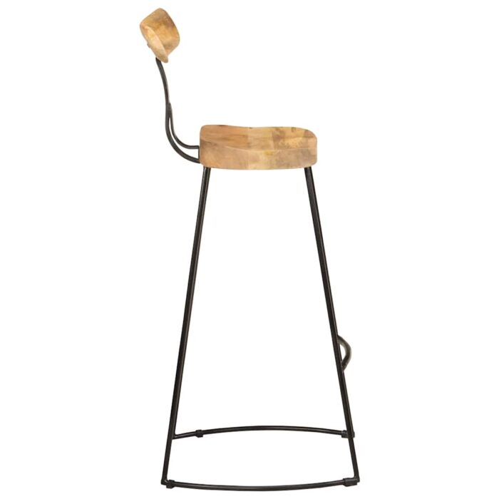 Tabourets de bar lot de 2 49x43x103 cm bois de manguier massif – Image 2