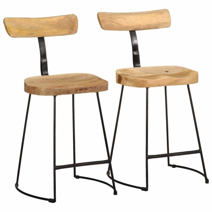 Tabourets de bar lot de 2 49x43x79 cm bois de manguier massif – Image 1
