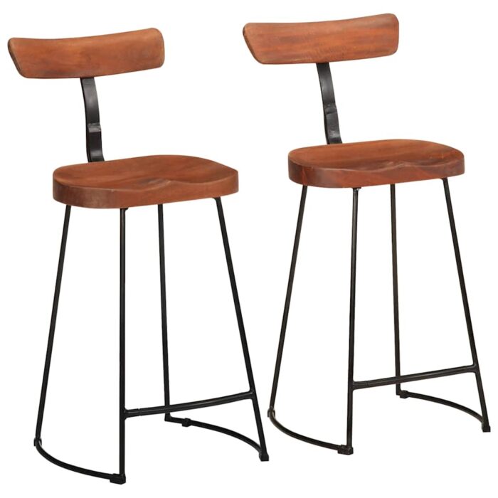Tabourets de bar lot de 2 49x43x88 cm bois de manguier massif – Image 1