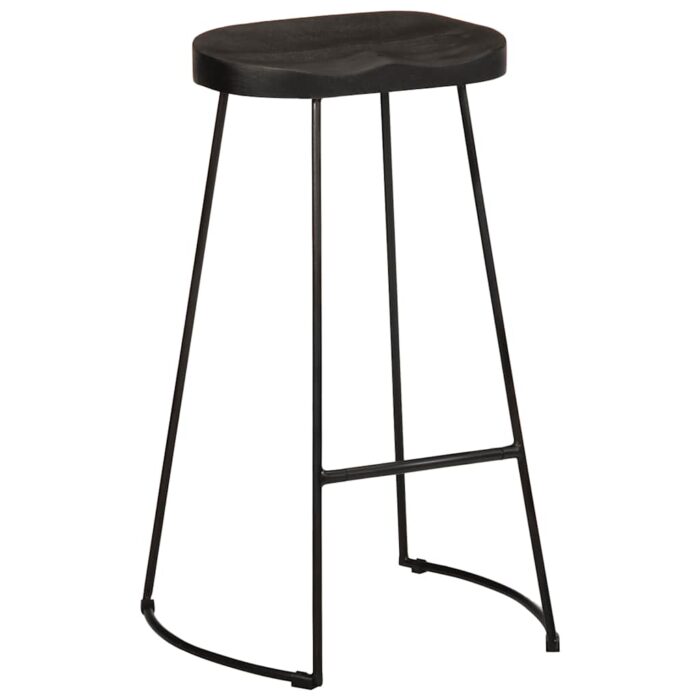 Tabourets de bar lot de 2 noir 45x40x78 cm bois manguier massif – Image 10