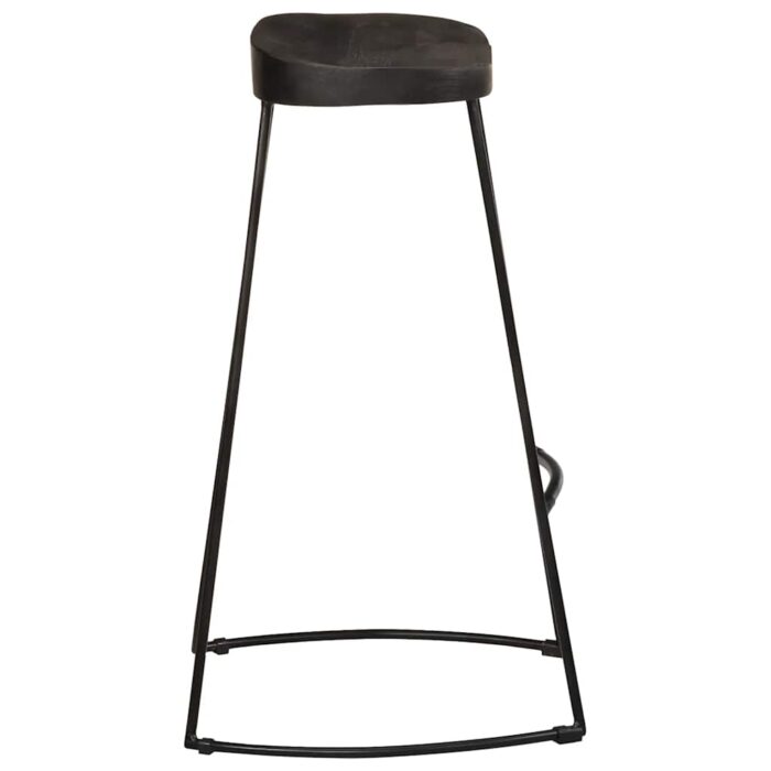 Tabourets de bar lot de 2 noir 45x40x78 cm bois manguier massif – Image 2