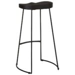 Tabourets de bar lot de 2 noir 45x40x78 cm bois manguier massif – Image 3