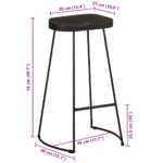 Tabourets de bar lot de 2 noir 45x40x78 cm bois manguier massif – Image 7