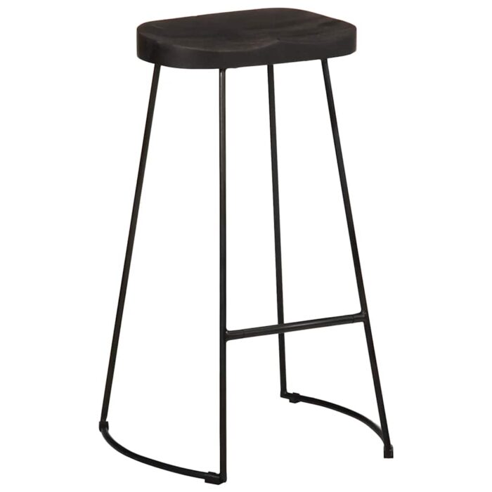 Tabourets de bar lot de 2 noir 45x40x78 cm bois manguier massif – Image 8