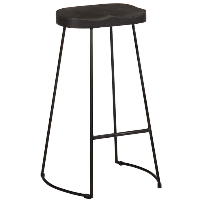 Tabourets de bar lot de 2 noir 45x40x78 cm bois manguier massif – Image 9