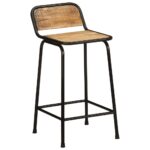 Tabourets de bar lot de 2 bois massif manguier brut – Image 11