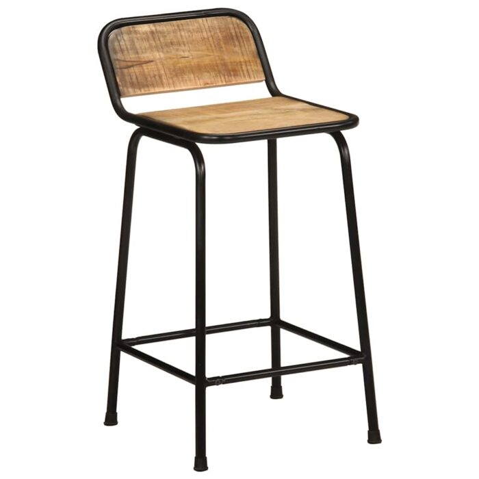 Tabourets de bar lot de 2 bois massif manguier brut – Image 11