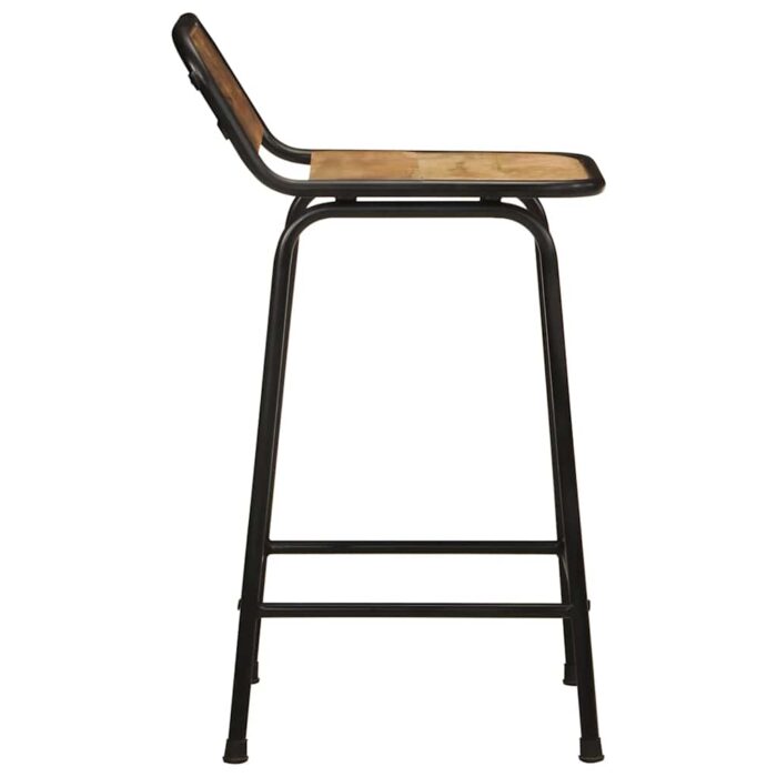 Tabourets de bar lot de 2 bois massif manguier brut – Image 2