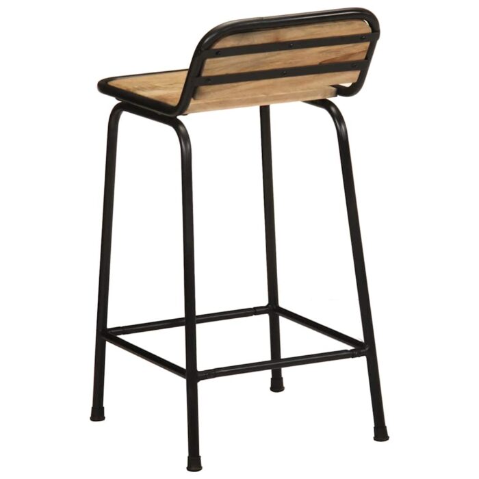 Tabourets de bar lot de 2 bois massif manguier brut – Image 3