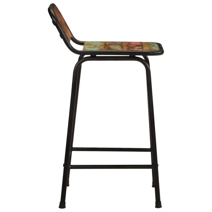 Tabourets de bar lot de 2 46x35,5x80cm bois massif récupération – Image 2