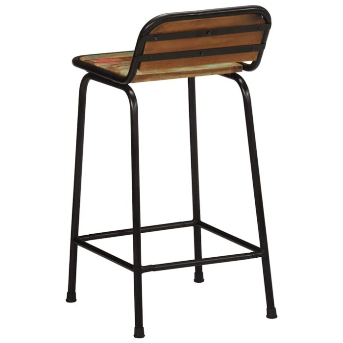 Tabourets de bar lot de 2 46x35,5x80cm bois massif récupération – Image 3