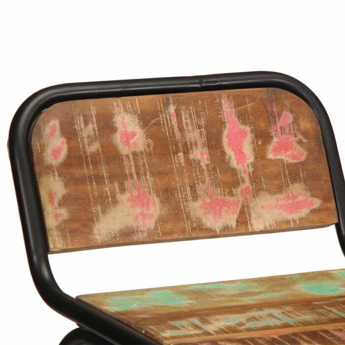 Tabourets de bar lot de 2 46x35,5x80cm bois massif récupération – Image 4