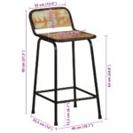 Tabourets de bar lot de 2 46x35,5x80cm bois massif récupération – Image 8
