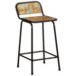 Tabourets de bar lot de 2 46x35,5x80cm bois massif récupération – Image 9