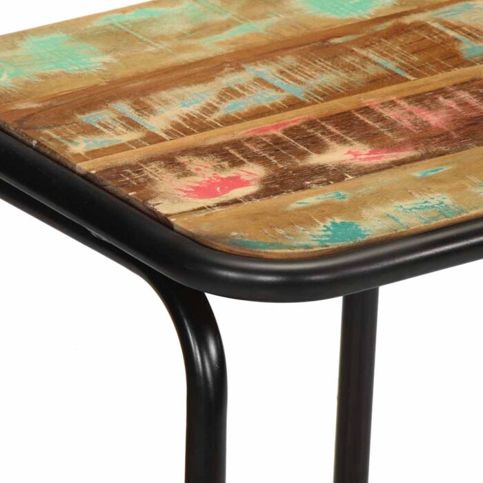 Tabourets de bar lot de 4 46x35,5x80cm bois massif récupération – Image 5