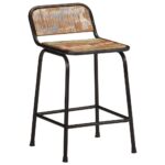 Tabourets de bar lot de 2 46x35,5x70cm bois massif récupération – Image 10