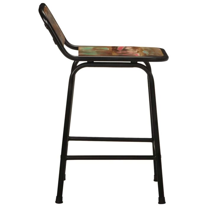 Tabourets de bar lot de 2 46x35,5x70cm bois massif récupération – Image 2