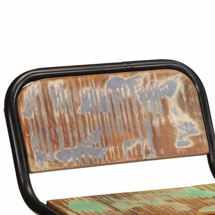 Tabourets de bar lot de 2 46x35,5x70cm bois massif récupération – Image 3