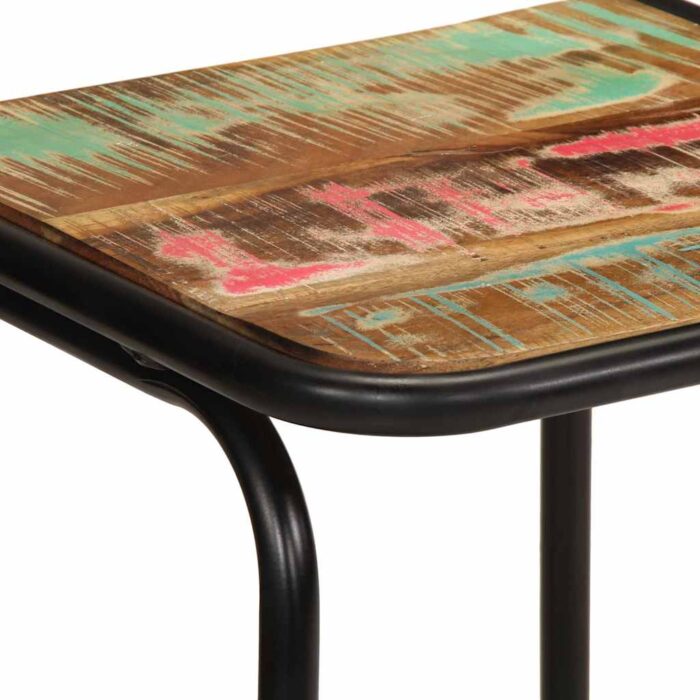 Tabourets de bar lot de 2 46x35,5x70cm bois massif récupération – Image 4