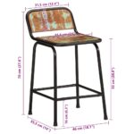 Tabourets de bar lot de 2 46x35,5x70cm bois massif récupération – Image 7