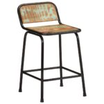 Tabourets de bar lot de 2 46x35,5x70cm bois massif récupération – Image 9