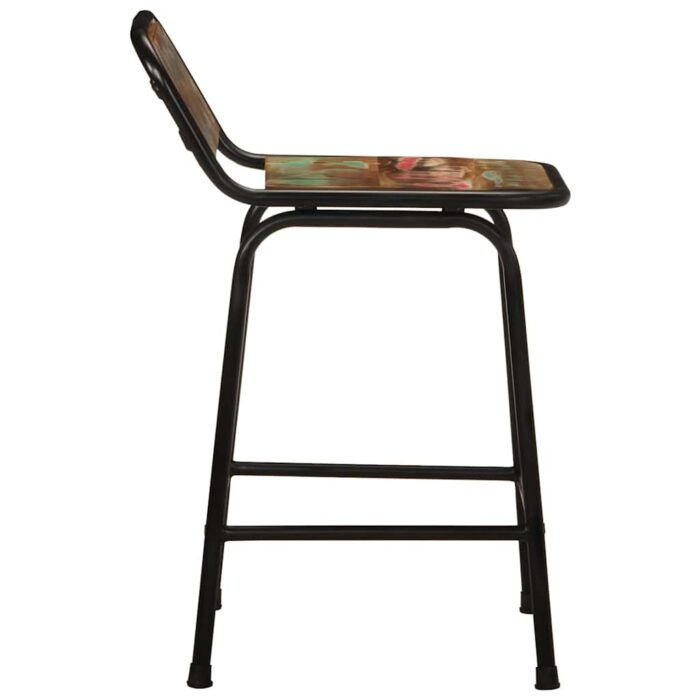 Tabourets de bar lot de 4 46x35,5x70cm bois massif récupération – Image 2